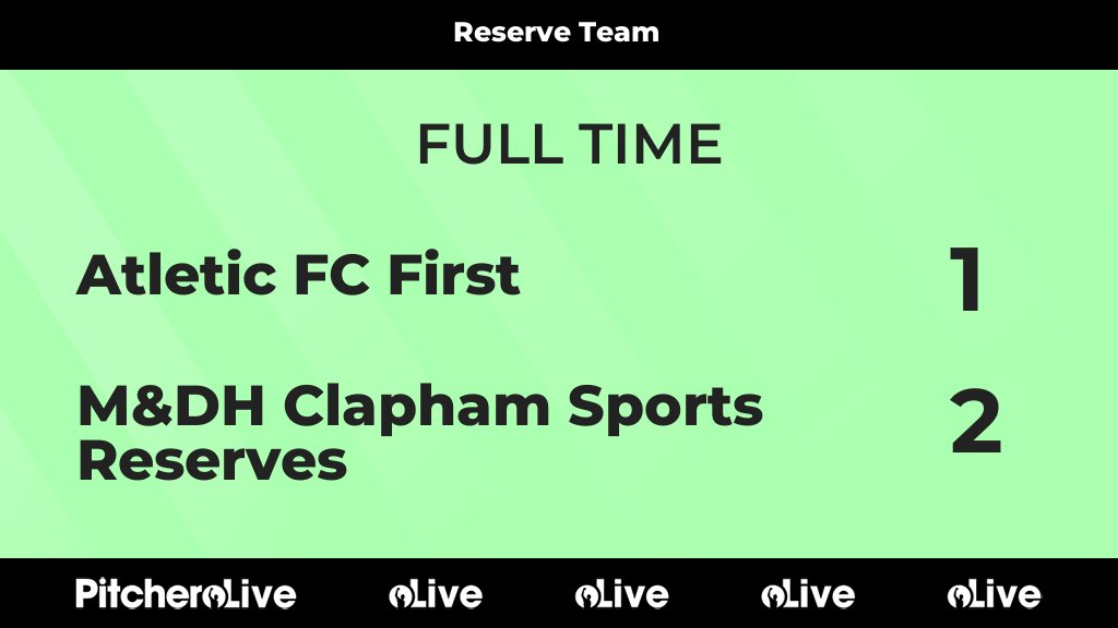 FULL TIME: Atletic FC First 1 - 2 M&amp;DH Clapham Sports Reserves
#ATLMDH #Pitchero
pitchero.com/clubs/mdhclaph…