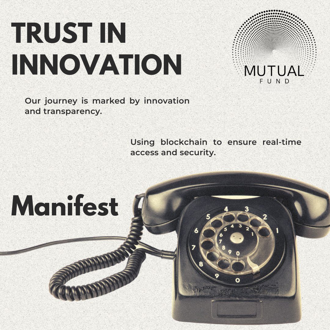 mutualfundnft's tweet photo. Trust in Innovation

Our journey is marked by innovation and transparency, using blockchain to ensure real-time access and security.

#nft #nftart #nftcommunity #crypto #cryptoart https://t.co/vkaAhxMy62