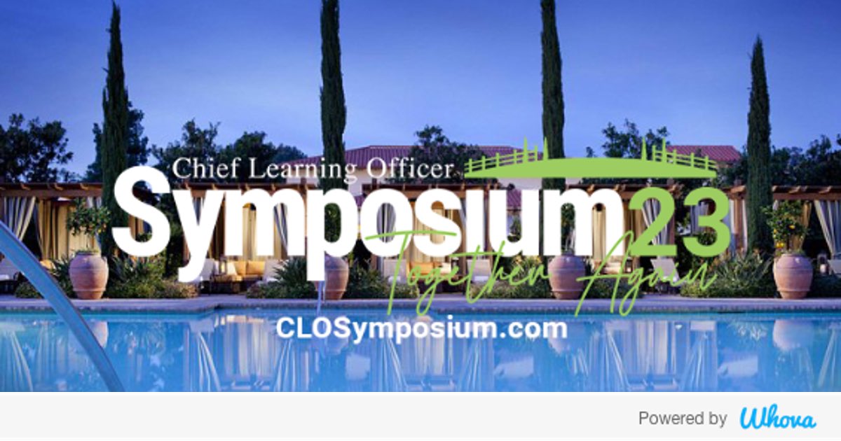 Hi! I'm attending 2023 Chief Learning Officer Symposium #CLOSYM #SYM23. Let's start connecting with each other now.  - via Whova event app whova.com/whova-event-ap…