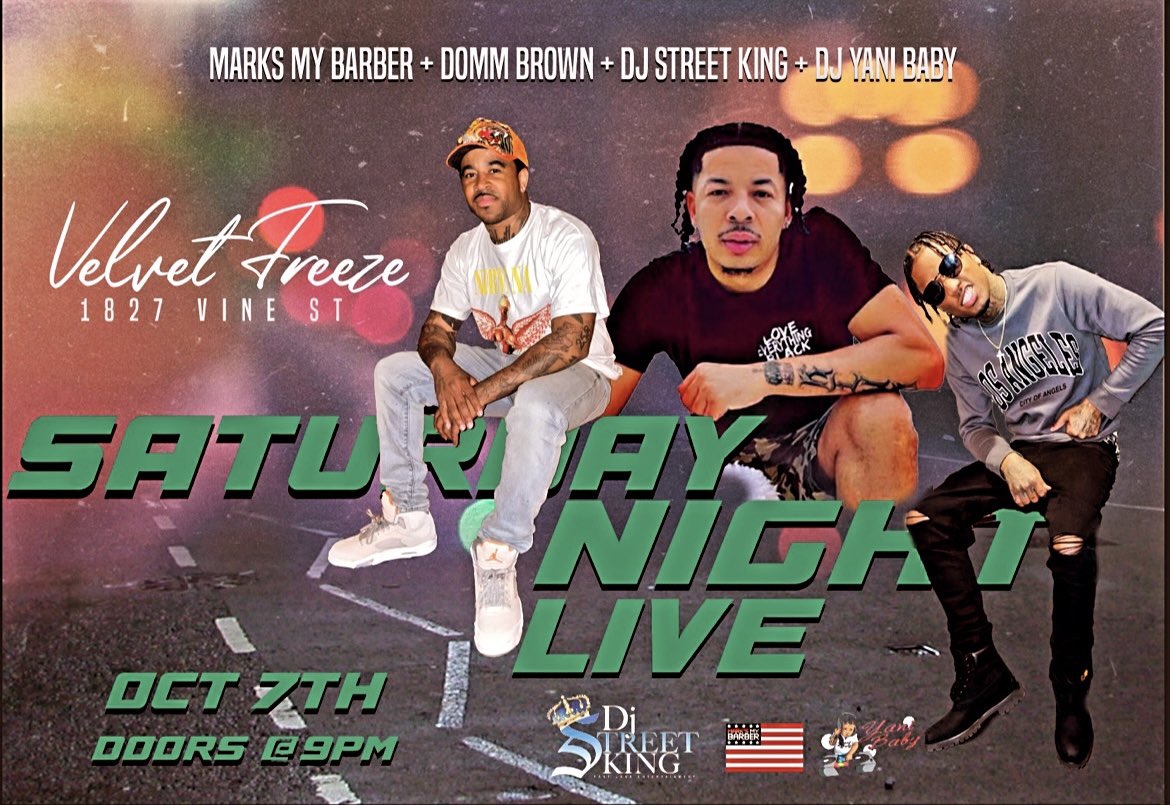 Tonight we at Velvet Freeze
<a href="/MMBliving/">MarksMyBarber</a> 
<a href="/DoggassDomm/">Domm Brown</a> 
<a href="/djstreetking85/">King of the Streets!</a>