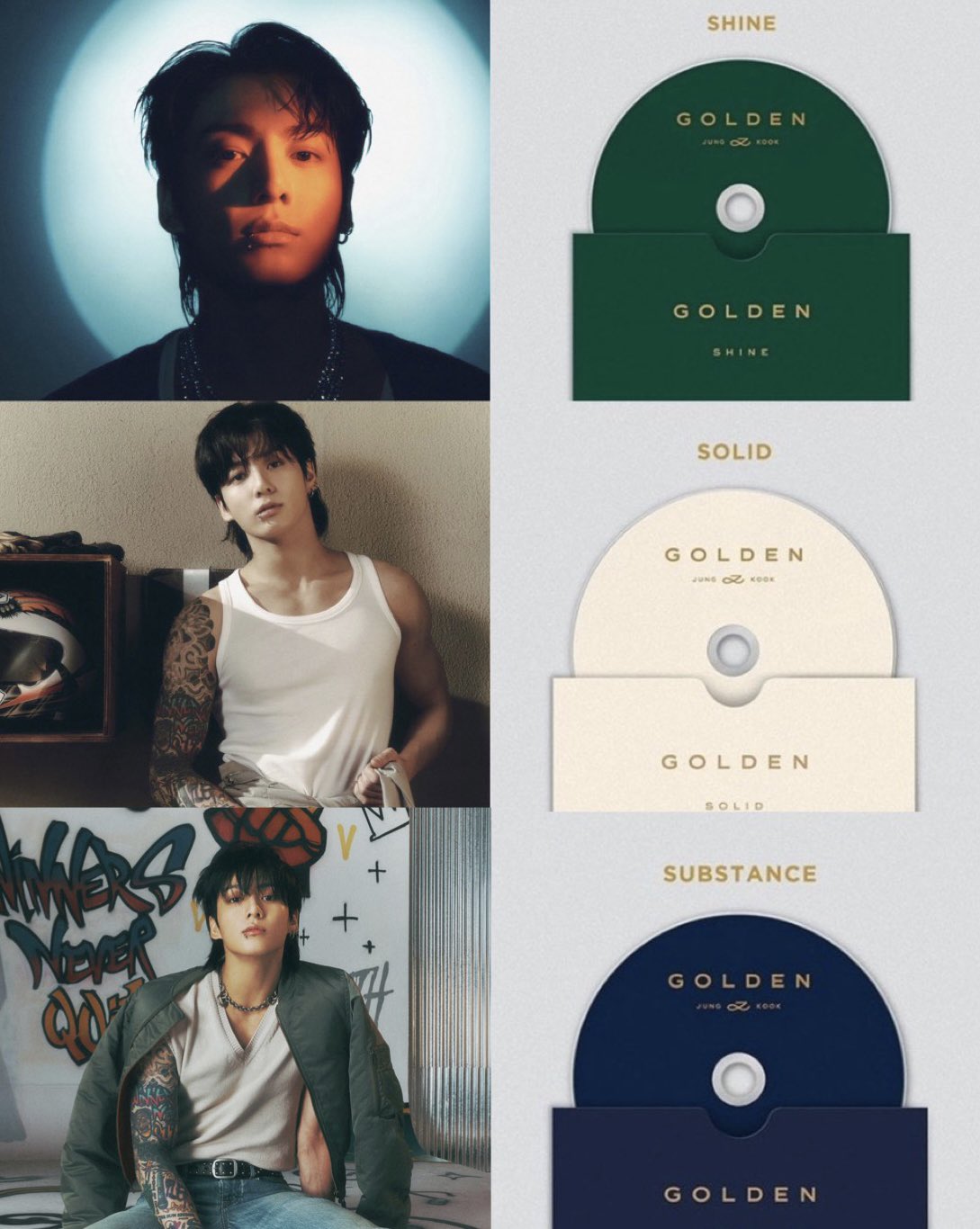 mirakoo on X: Jungkook took his golden maknae name and created his album  concept by metaphorically applying the characteristics of gold to himself.  Gold is bright (shine), durable (solid) and found in