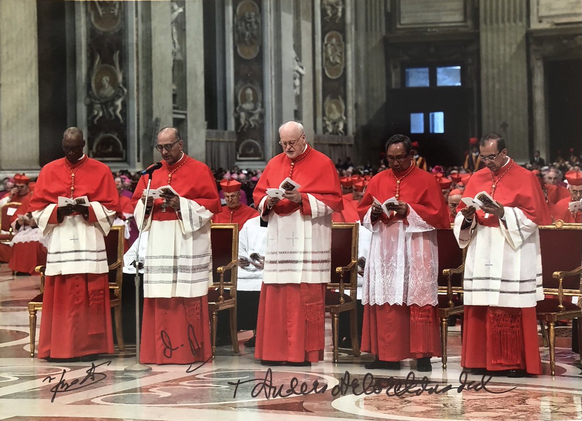 Photo of the 2017 consistory signed by cardinals Rosa Chavez, Arborelius and Zerbo.