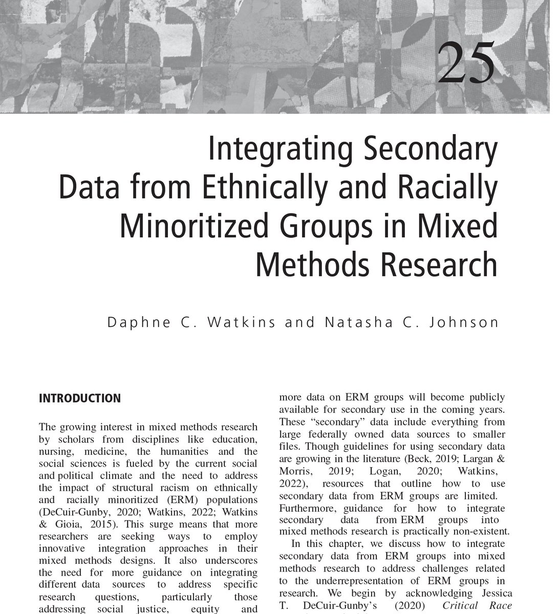 DrDaphneWatkins's tweet photo. @pbaJackson Thanks, everyone! Adding to what others have shared, @Dr_NCJohnson and I recently co-authored a chapter in "The Sage Handbook of MMR Design," edited by Cheryl N. Poth (in print, digital copy coming soon). In it, we discuss #MMR and #CriticalRaceTheory https://t.co/7XkZNbBoAh https://t.co/iZavdfwNvy