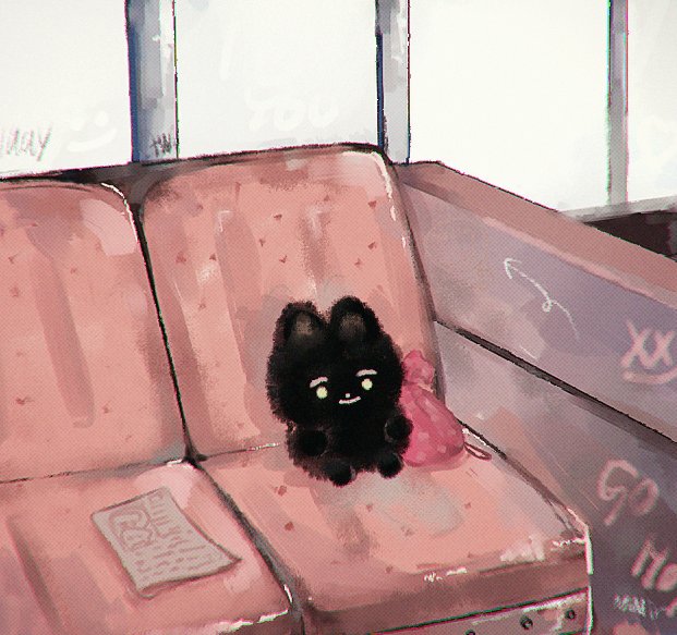 black cat cat no humans couch indoors window solo  illustration images