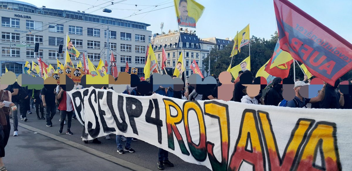 Die Angriffe der Türkei gegen #Rojava gehen weiter. Nun wird auch #Kobane bombardiert.  Verteidigen wir internationalistisch die Revolution! Heute waren wir auch in Zürich auf der Strasse