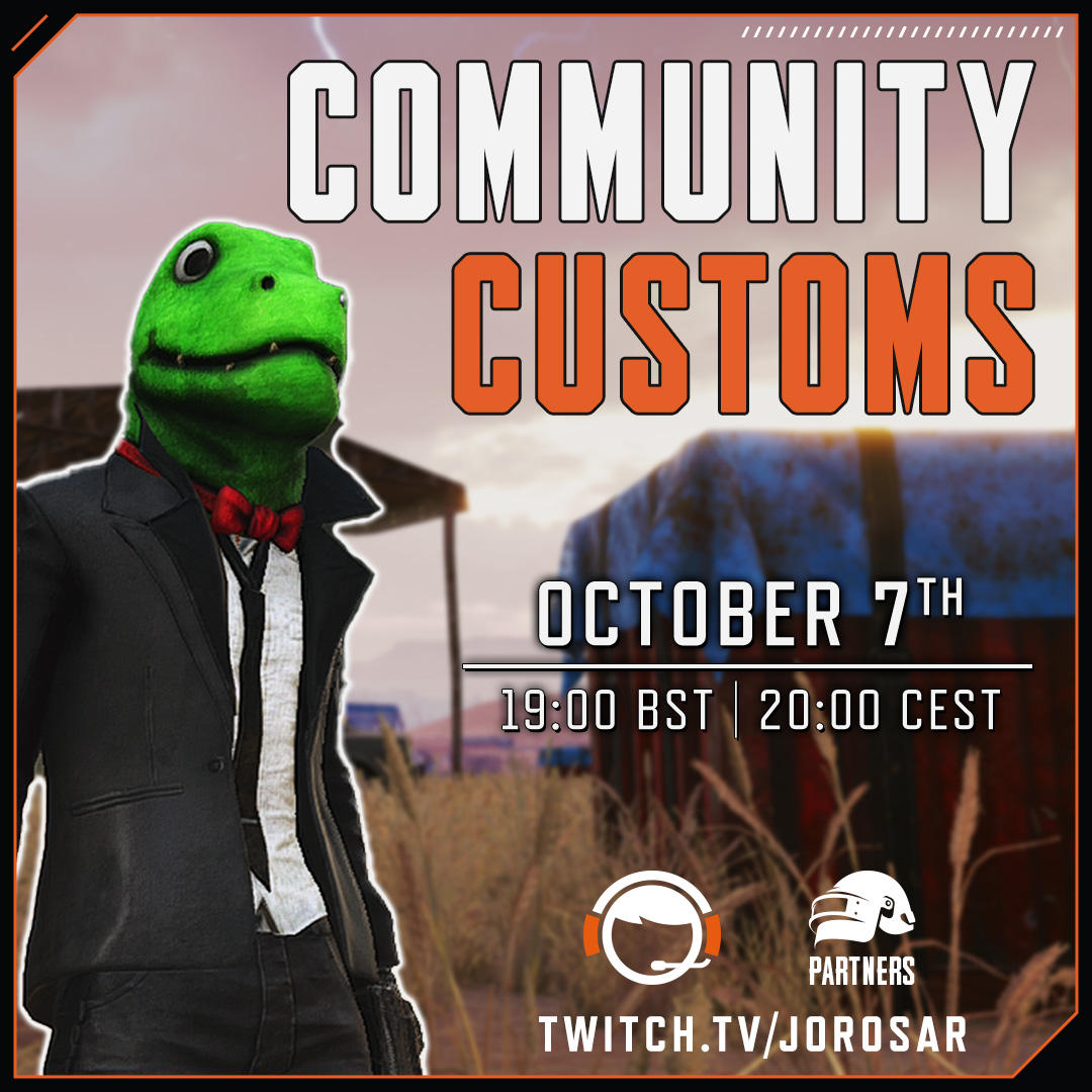 The stream is LIVE for @JoRoSaR's October #PUBG Custom Games night! Hurry to join the lobbies as they fill up quickly! 🎮🔥

Join the fun at twitch.tv/jorosar with a variety of exciting game modes and in-game prizes up for grabs. Let's go! 🏆