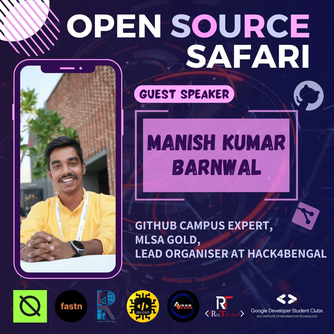OpSourceSafari's tweet photo. 🌟 Get ready to meet the brilliant minds at Open Source Safari! 🗣️ 

Meet @imanishbarnwal, a tech superstar making waves in the open source world! 🚀 

GitHub Campus Expert, Microsoft Learn Student Ambassador Gold, and Lead Organiser at @hack4bengal

Get ready to be inspired✨ https://t.co/Ftf5LQNjO5