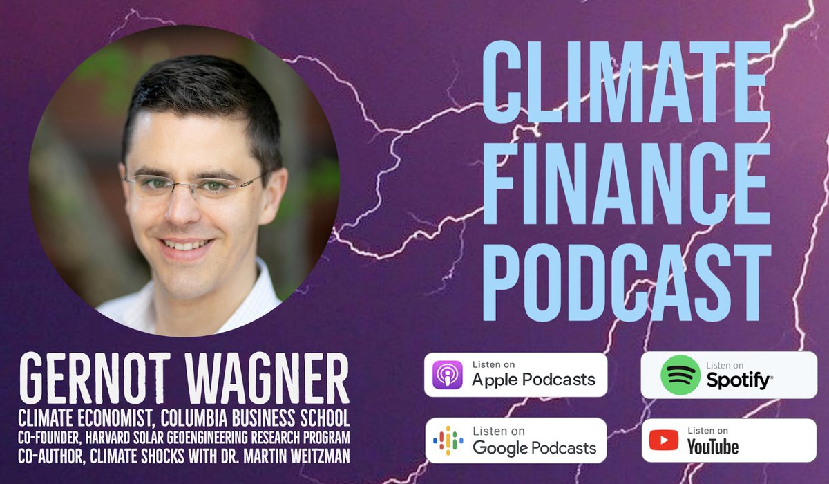 Dr. Gernot Wagner is a Climate Economist at Columbia Business School.

He is the author of Geoengineering: The Gamble and Climate Shock: The Economic Consequences of a Hotter Planet.

Check out this interview (climatefinance.xyz/episodes/gerno…) to learn more about his work.