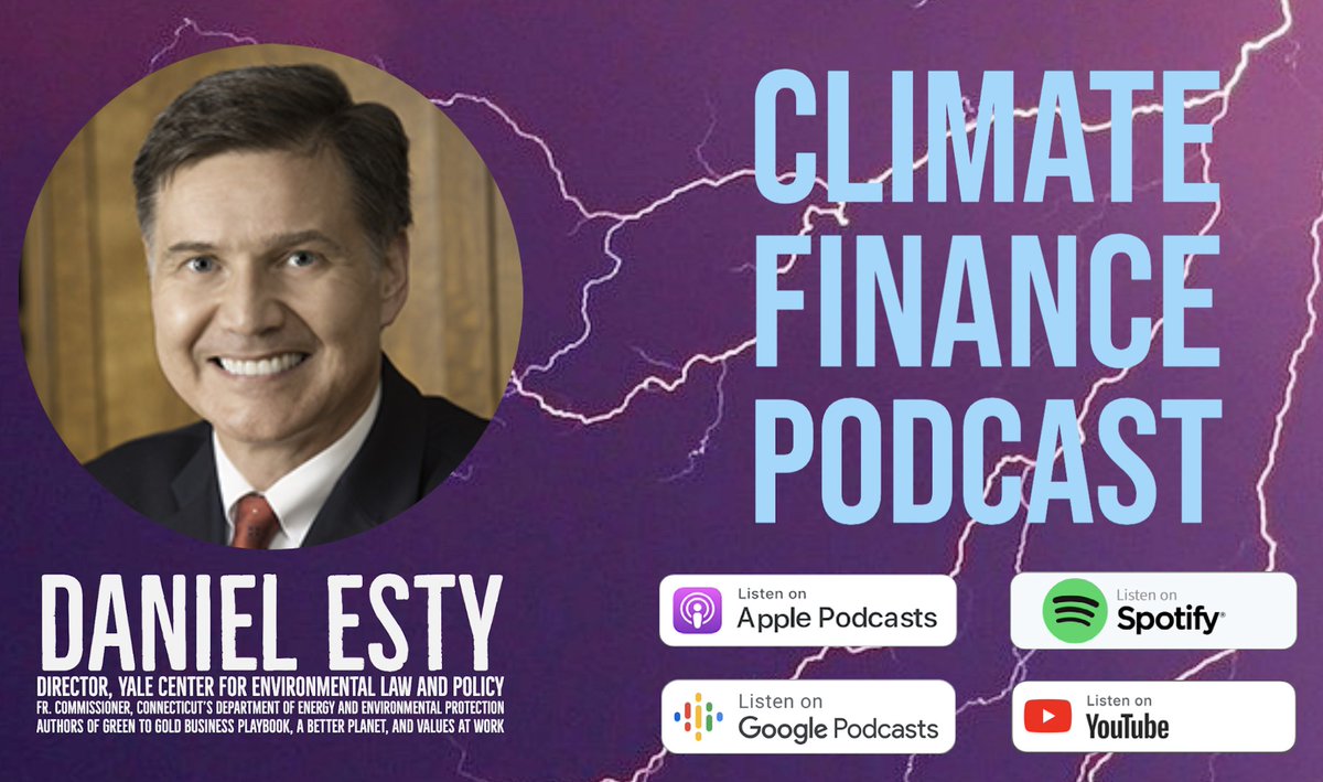 Dan Esty is a Professor at Yale University. He is the author/editor of 14 books &amp; 150+ articles. He created the United States' first-ever Green Bank in Connecticut, which has catalyzed $2+ billion of investments. 

Check out this interview (climatefinance.xyz/episodes/danie…) to learn more.