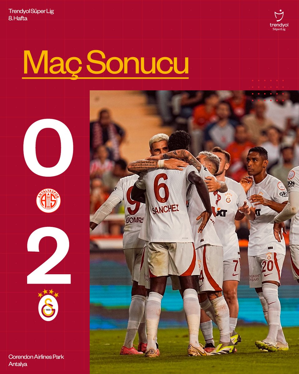 Trendyol Süper Lig'de üst üste 7️⃣. galibiyetimizi alıyoruz! 💪 

Maç sonucu: B. Antalyaspor 0-2 Galatasaray 👏

#ANTvGS