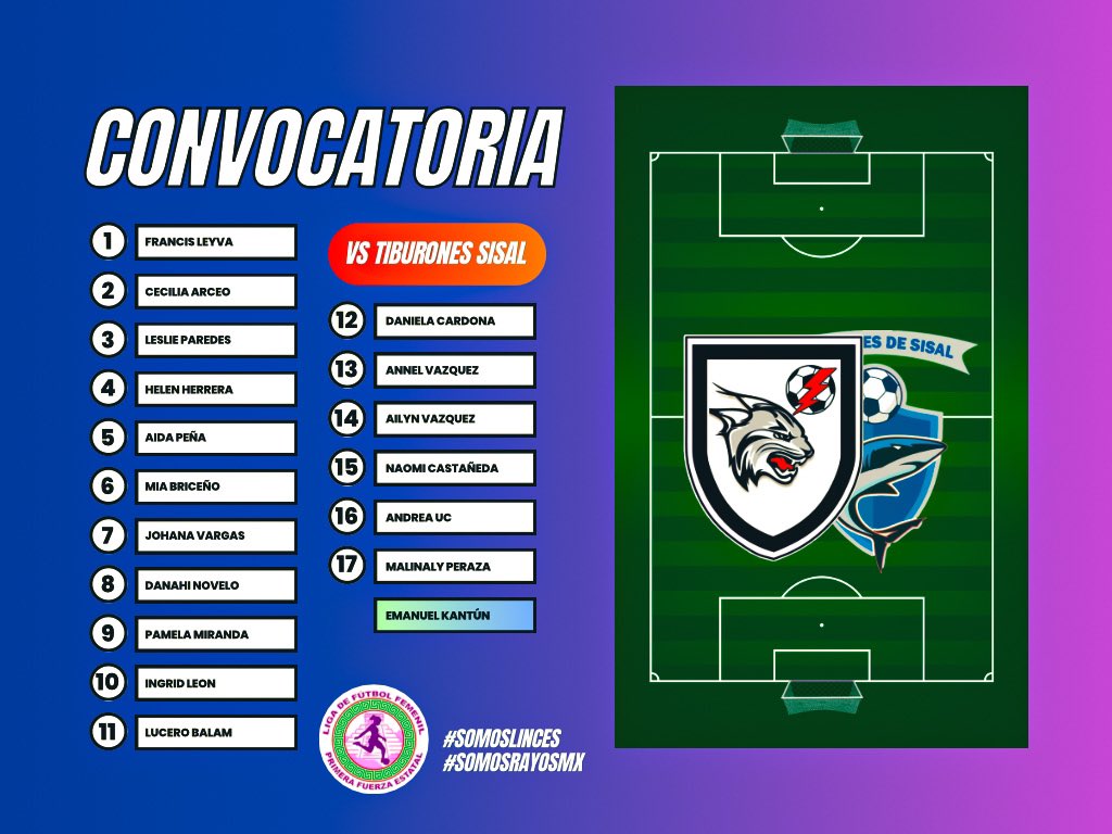 Rayosmxfem's tweet photo. 🗞️ | L a s  e l e g i d a s .

🗒️ Estas son las 17 futbolistas convocadas para medirse a Tiburones Sisal 🦈 en la jornada 1 de la Primera Fuerza Estatal. 

#SOMOSLINCES | #SOMOSRAYOSMX https://t.co/p9ZN4K5NJG
