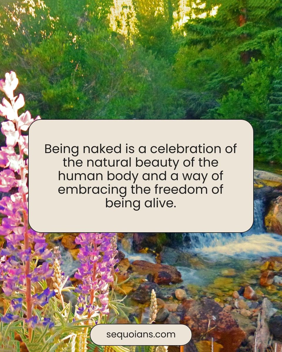 TheSequoians's tweet photo. Unleash your inner power and freedom! ๐ช Let's celebrate our natural beauty by embracing the joy of being alive. Strip off the layers of who you think you should be and discover true liberation. #BeNakedBeYou #UnleashedPower ๐คฉ #Naturism https://t.co/eJyL44fwYK https://t.co/8Lh6OUGD3G