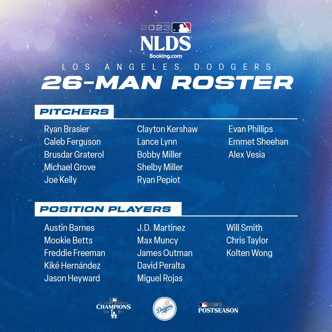 Los Angeles Dodgers on X: Here is your 26-man roster for the NLDS.  #LetsGoDodgers  / X