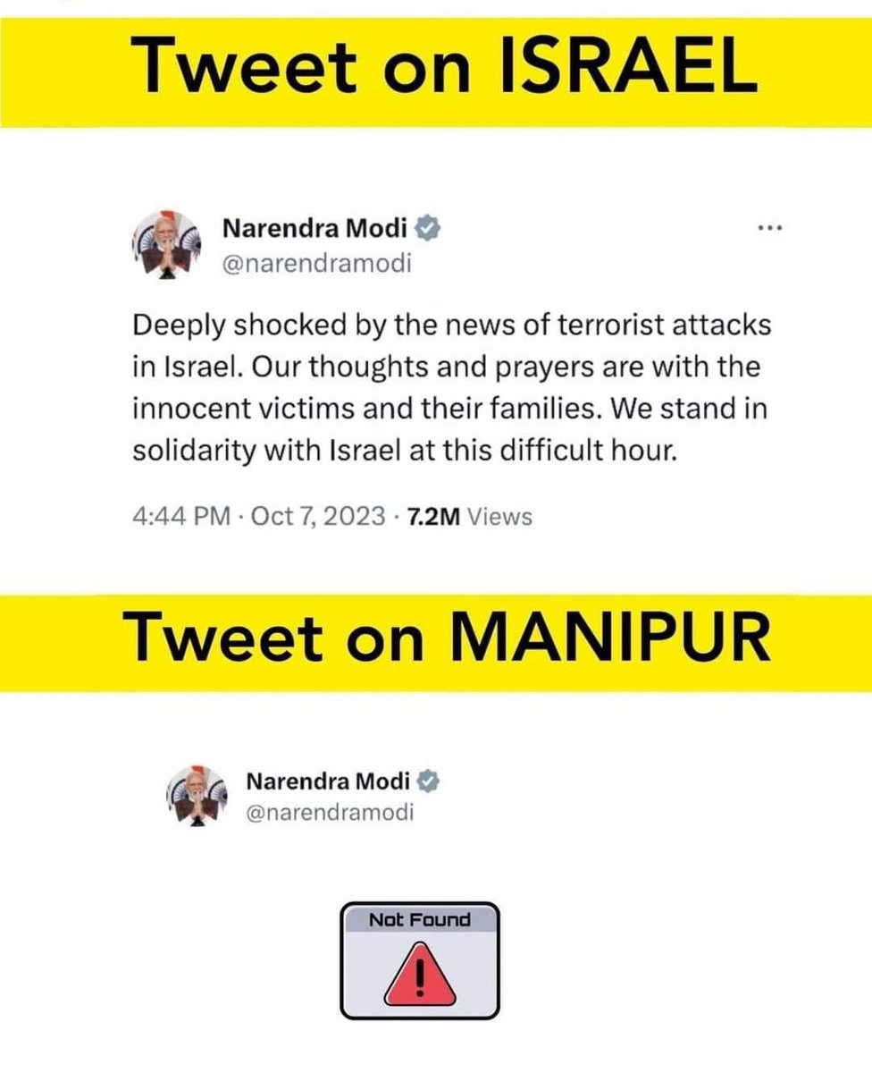 Manipur Times (@manipurtimes) on Twitter photo H/PM of India <a href="/narendramodi/">Narendra Modi</a> express his concerns about <a href="/Israel/">Israel ישראל</a> soon after it was attacked by terr0rist.
Yet, he is yet speak a single word about #ManipurViolence in X-platform.
A courtesy reminder of H/PM that #Manipur is still burning after 5 months of violence started by H/PM of India <a href="/narendramodi/">Narendra Modi</a> express his concerns about <a href="/Israel/">Israel ישראל</a> soon after it was attacked by terr0rist.
Yet, he is yet speak a single word about #ManipurViolence in X-platform.
A courtesy reminder of H/PM that #Manipur is still burning after 5 months of violence started by
