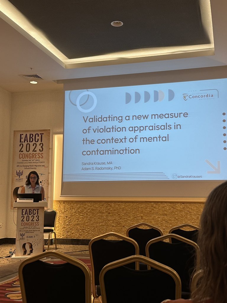 With my head full of cool research talks and my belly full of Turkish delight, calling it a wrap on #EABCT2023! I had lots of fun sharing my research on a new measure of violation appraisals related to mental contamination in #OCD and #PTSD. Until next time Antalya!