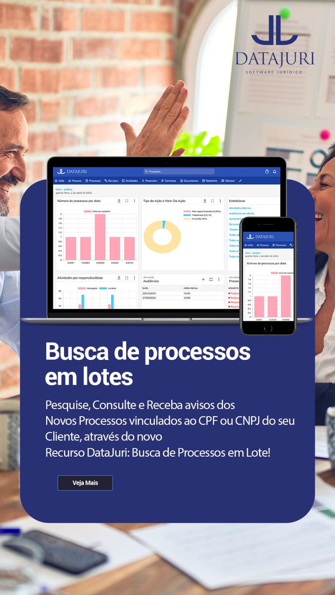 datajuri's tweet photo. Confira esse Recurso Incrível "Busca de Processos em Lote". Pesquise, Consulte e Receba avisos dos Novos Processos, vinculados ao CPF ou CNPJ do seu Cliente. https://t.co/Si4YtIEZR0