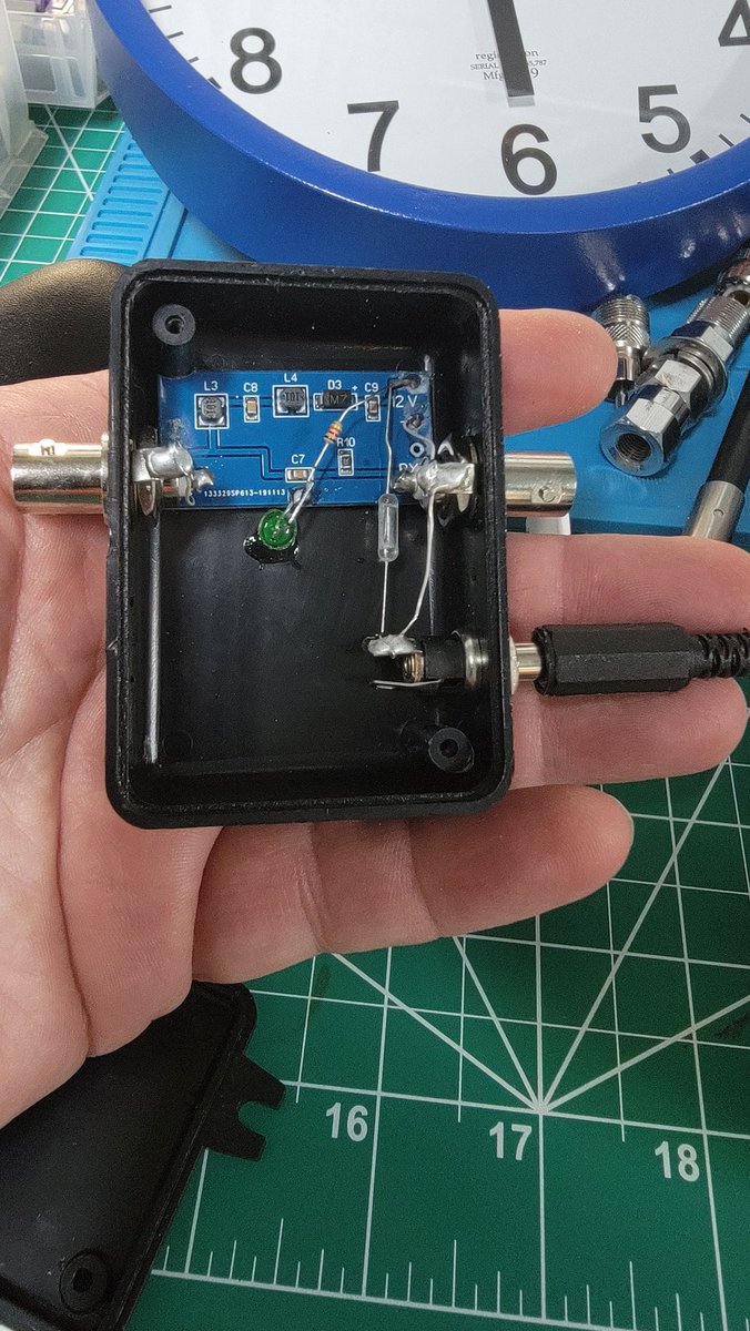 Does anyone have any idea what this device is? It has a BNC connector labeled as RX and another one labeled as ANT.  It's powered by 12 volts. #hamradio