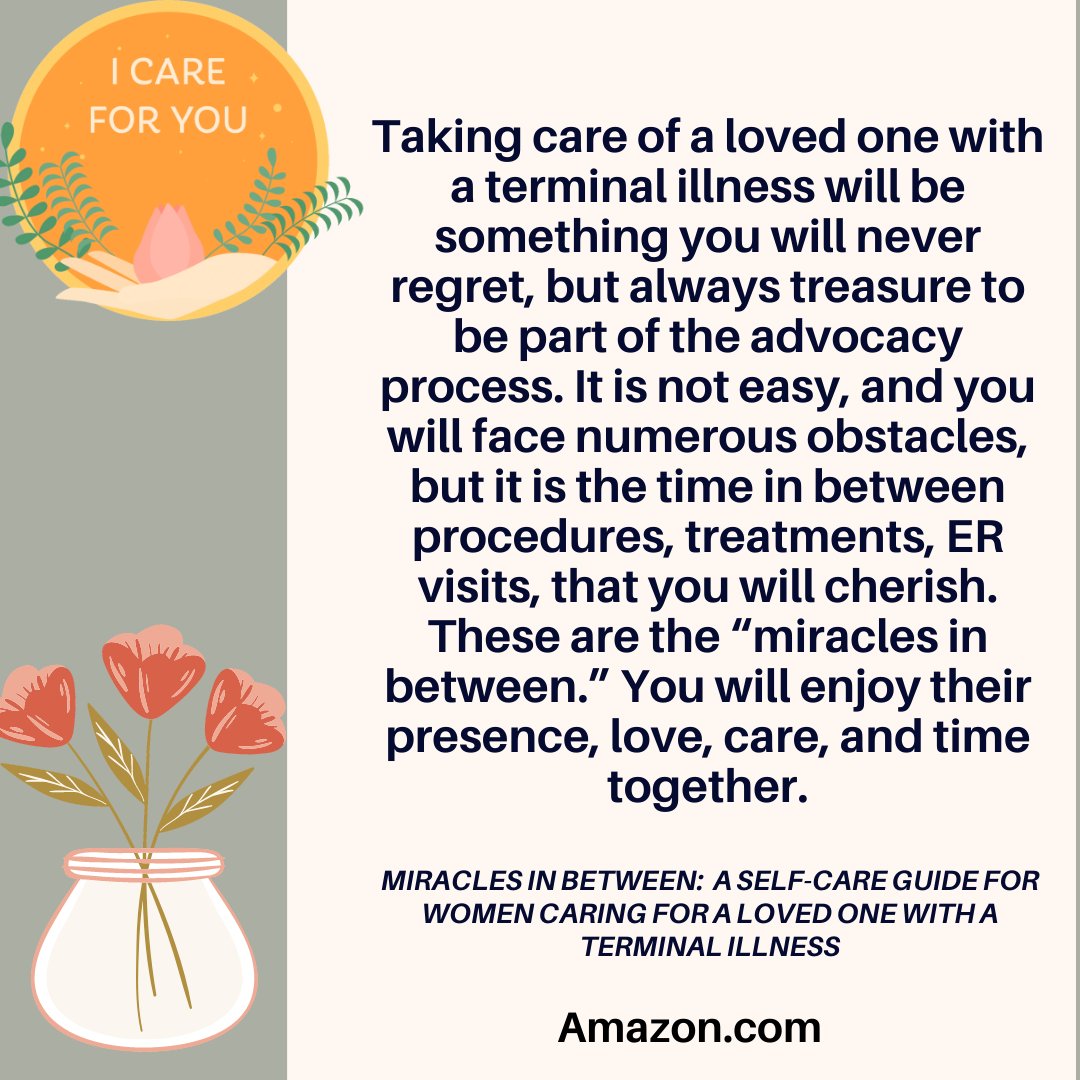 This is an Amazon e-book for female caregivers.

amazon.com/Miracles-Betwe…

While your focus is naturally on providing support and comfort to your loved one, it's equally important to prioritize self-care to maintain your own physical and emotional well-being.

#CaregiverJourney