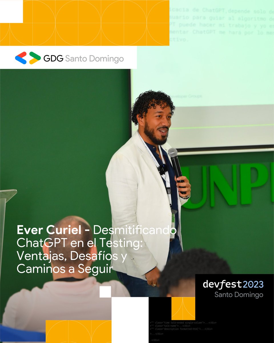 🤖 ChatGPT en el Testing: Ventajas, Desafíos y Caminos a Seguir. ¡Explora el impacto de la IA en las pruebas de software! 😎⁣
⁣
📍#UNPHU⁣⁣⁣⁣
.⁣⁣⁣⁣
.⁣⁣⁣⁣
.⁣⁣⁣⁣
#devfest #devfest2023 #devfestsantodomingo #empleos #tech #appdevelopment #angular #coder #developer