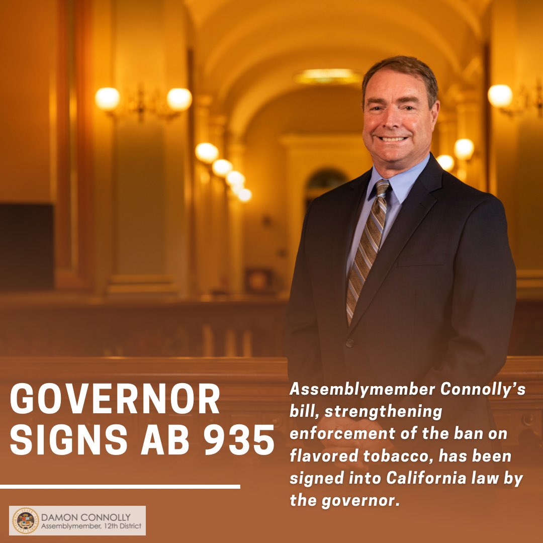 My bill, AB 935, has been signed by the governor. 
#AB935 #heartandlungs #heartassociation #lungassociation #tobaccofree #tobaccofreegeneration #tobaccofreekids #tobaccofreemarin #assemblybill @TobaccoFreeKids @maringov @CaliforniaLung @TheALCF @LungAssociation @American_Heart