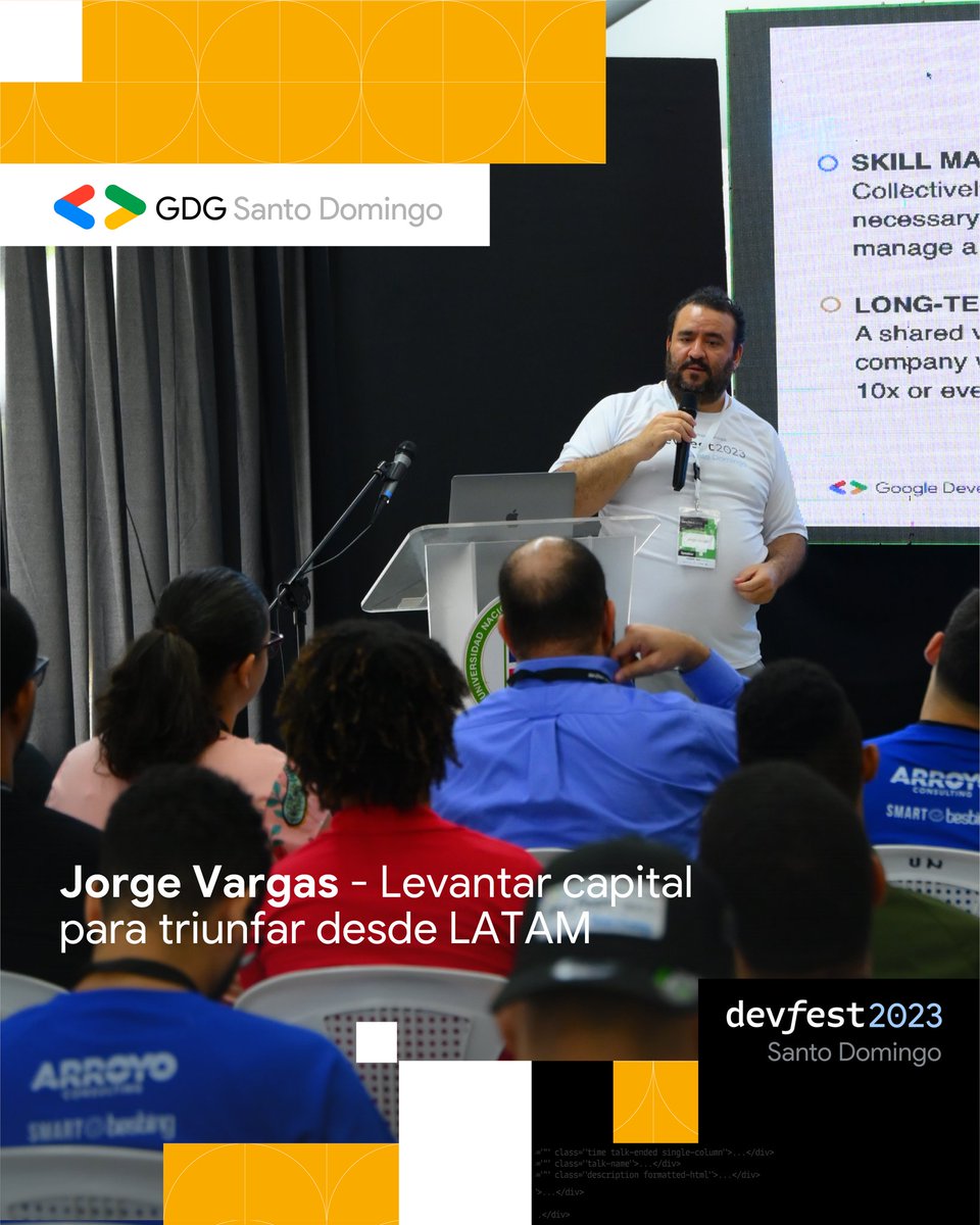 💼 ¡Levantando capital para triunfar en LATAM! Consejos y cuidados para crecer 😎. ⁣
⁣
📍#UNPHU⁣⁣⁣⁣
.⁣⁣⁣⁣
.⁣⁣⁣⁣
.⁣⁣⁣⁣
#devfest #devfest2023 #devfestsantodomingo #empleos #tech #appdevelopment #angular #coder #developer #development #gdg #html #javascripts #linux