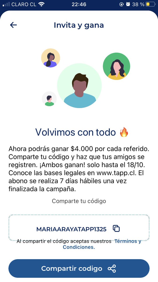 m_ignvciaap's tweet photo. @chilevision @PlutoTVAR Se extendió 🫶🏼🫶🏼 mi código para la gente que aún no tiene la app, 100% confiable , me gane 50 luquitas el otro día 🙌🏻 https://t.co/uzuJd2nv3X