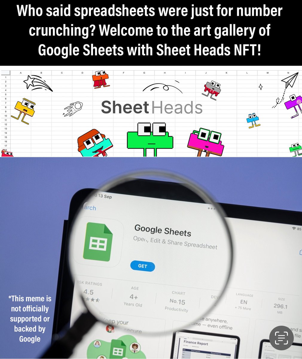 WittySheetHead's tweet photo. #Sheetheadsmeme #NFTCommunity #googlesheets https://t.co/gBXbsWgiuq