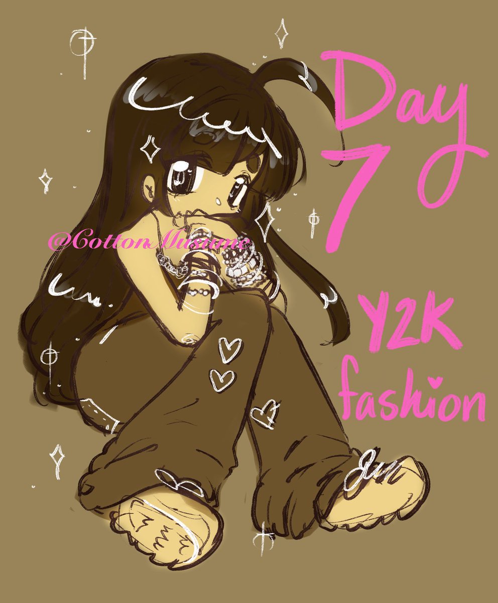 #CuteGirltober Day 7 Y2K fashion 🩷❤️🧡💛💚🩵💙💜🖤🩶🤍🤎 A very quick, and rough sketch-tober prompt 🥰🎀 I’m really happy y2k is “back in style” but a, feeling my age