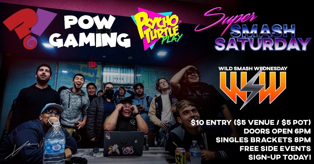 TtvPOWgaming's tweet photo. Come thru tonight to Super Smash Saturday!

$10 entry
Doors open 6pm
Singles @ 8pm

Sign up https://t.co/hbkhZRyicg

Free pizza for attendees. https://t.co/ShhAZkwBKC