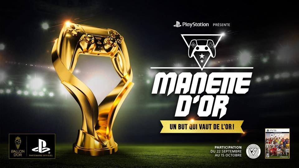 PFut10's tweet photo. Vous pensez pouvoir gagner la #MANETTEDOR ?

🎮 Jouez dès maintenant à #FC24 sur PlayStation

⚽️ Marquez vos plus beaux buts

⬆️ Partagez-les sur X avec #MANETTEDOR

🤵 Et vous participerez peut-être à la cérémonie du Ballon d'Or

Collaboration commerciale https://t.co/tnt8G5pnlA