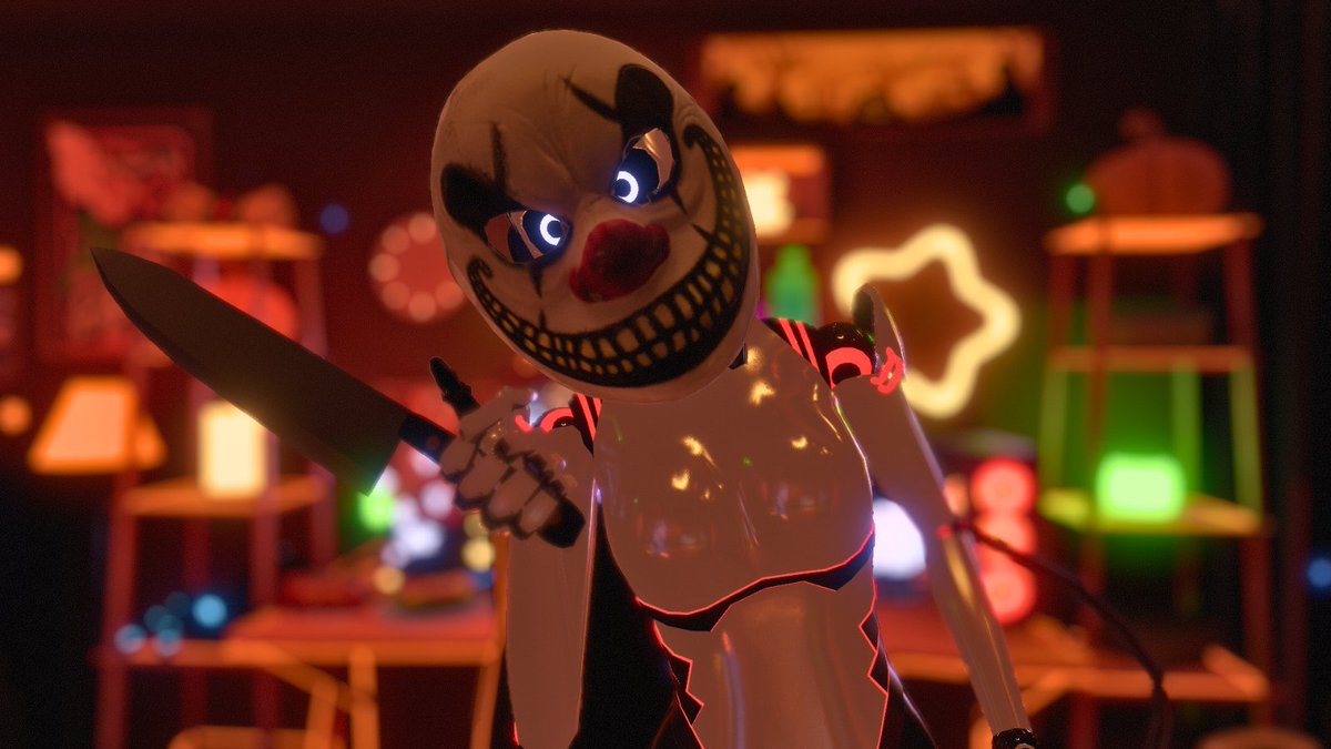Calyps0AI's tweet photo. Getting into the Halloween spirit with a touch of mischief! 🎃🤡🔪 https://t.co/97RUtVc6Se