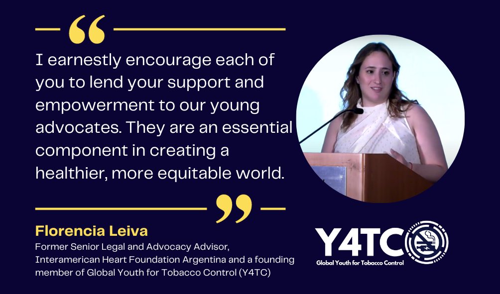 At the 78th UN General Assembly's 'Advocacy for Health Equity' event, Ms. Maria Florencia Leiva stressed the importance of world leaders empowering youth as the catalysts for a healthier, brighter future. [September 20, 2023] #Y4TC #TobaccoFreeGeneration #YouthAdvocate