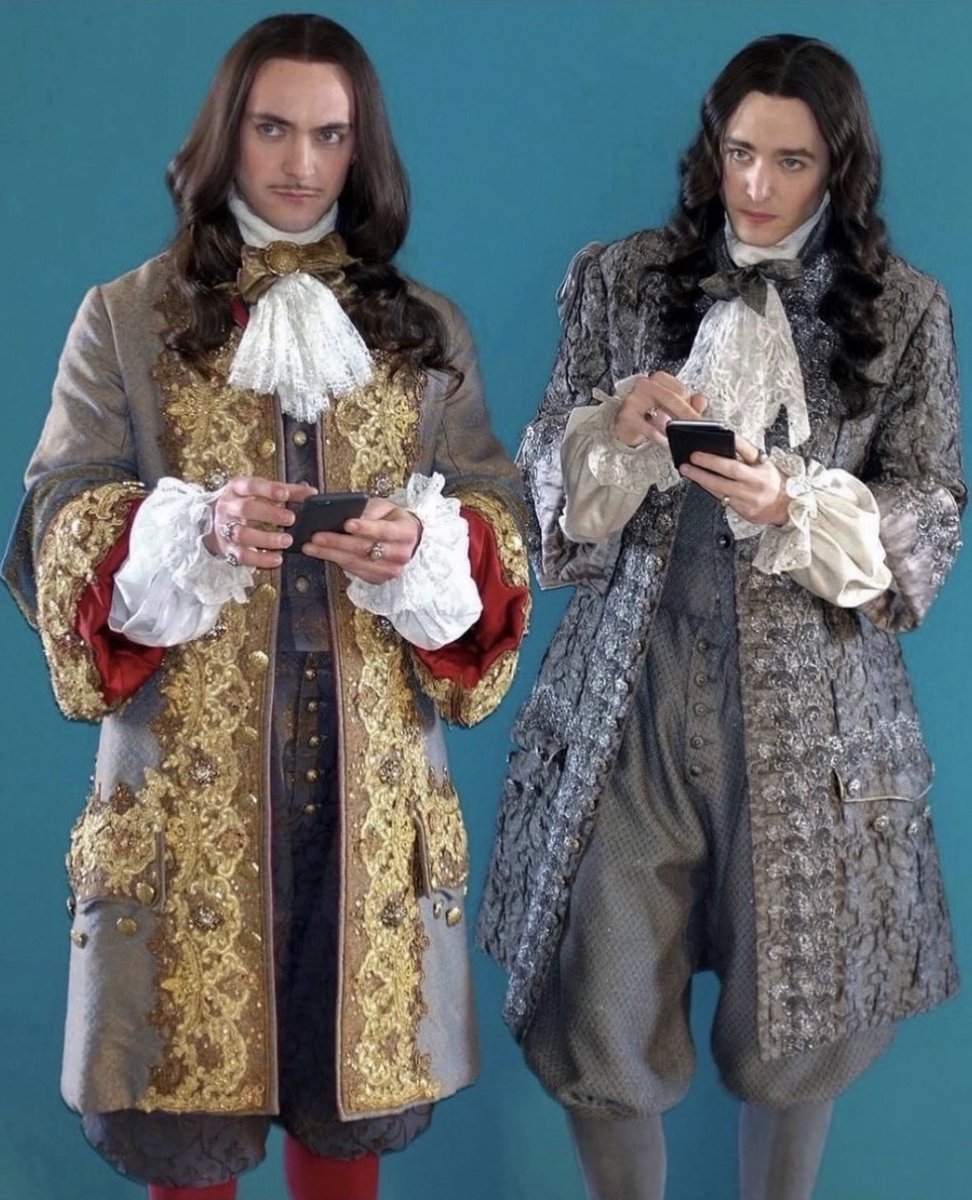 The #royal #bros showing off #tech and #fashion #skills for #SunKingSunday #GeorgeBlagden #AlexVlahos #LouisXIV #Philippe