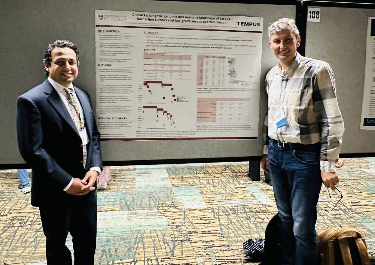 Proud of 3rd yr fellow #gynonc Rahul Krishnan &amp; <a href="/ErnstLengyel/">Ernst Lengyel</a> <a href="/UCCancerCenter/">UChicagoCancerCenter</a> <a href="/OvCa_UChicago/">Lengyel Lab</a> <a href="/uchicago_obgyn/">UChicago Obstetrics and Gynecology Department</a> great work on Genomic/immune landscape of LGSOC/serous borderline ov tumors presenting this wknd at #AACRovc23 #gyncsm #ovariancancer
