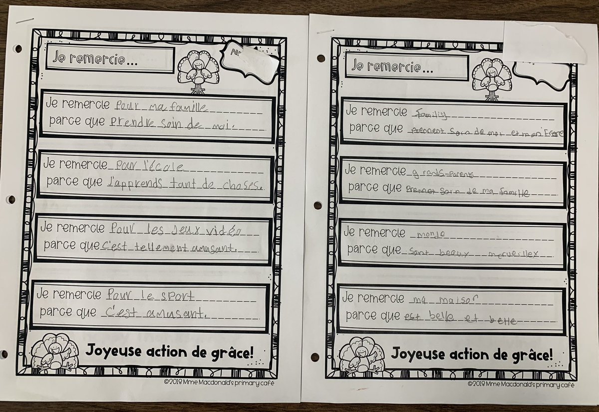 MmeSavary's tweet photo. Joyeuse Action de Grâce! Happy Thanksgiving 🍂🍁✨ Gr 5/6 expressed what they are most grateful for en français! 🙏🏽 #ocsbFSL @ocsbBonjour #ocsb #ocsbBecommunity @OttCatholicSB https://t.co/721oAOrAIU
