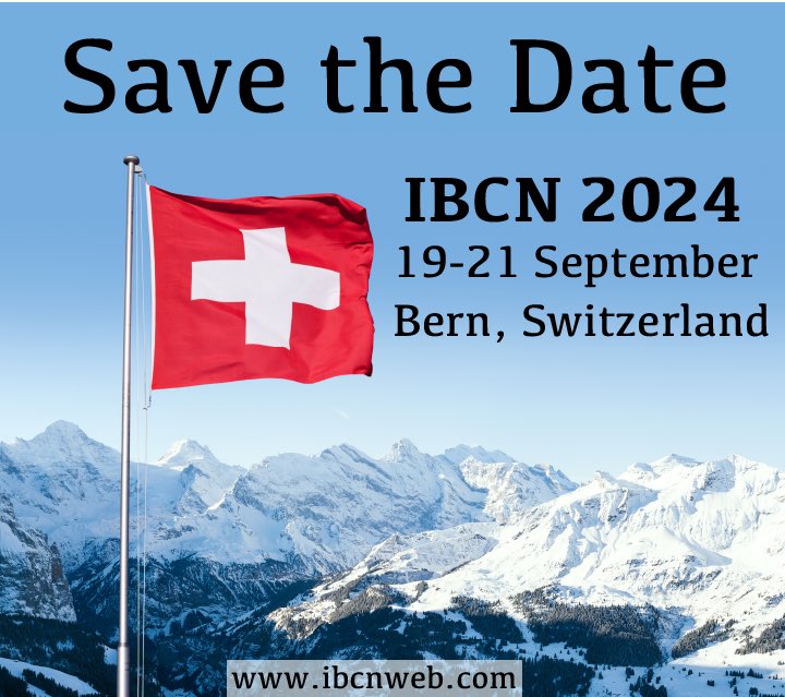 The IBCN board is excited to announce that the 2024 Annual Meeting is scheduled for 19-21 September 2024 in Bern, Switzerland. More details to come in following weeks. #IBCN2024 @LDyrskjot @mouwlab @Roland3097 @ttodenhoefer @pcvblack