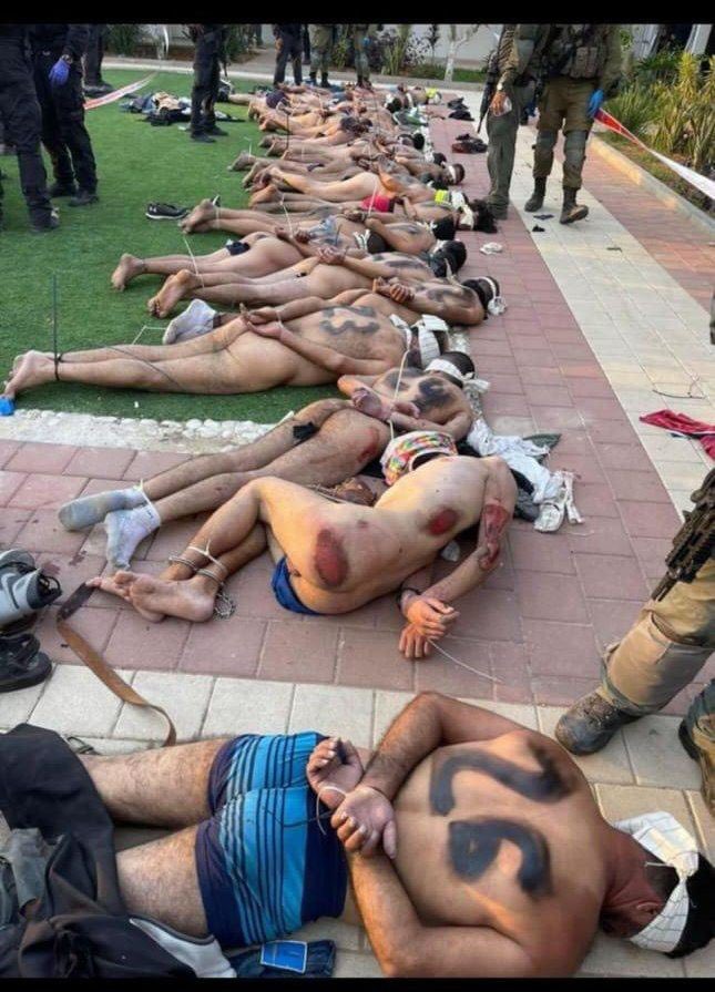AdityaRajKaul's tweet photo. Hamas Islamist terrorists who were captured by the Israeli IDF soldiers. https://t.co/Q67zKM4nPv