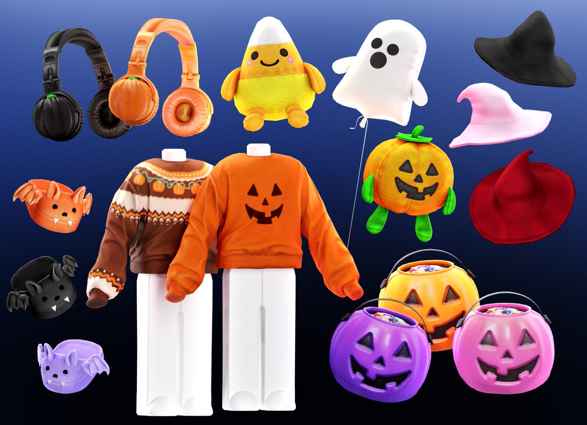 Its spooky month, so I've made a bunch of items for halloween! Headphones, holdables, layered clothing, and more. check them out now! 👇

sweaters &amp; slippers:
roblox.com/groups/1703805…

everything else:
roblox.com/groups/1691264…

#RobloxUGC #Halloween #roblox