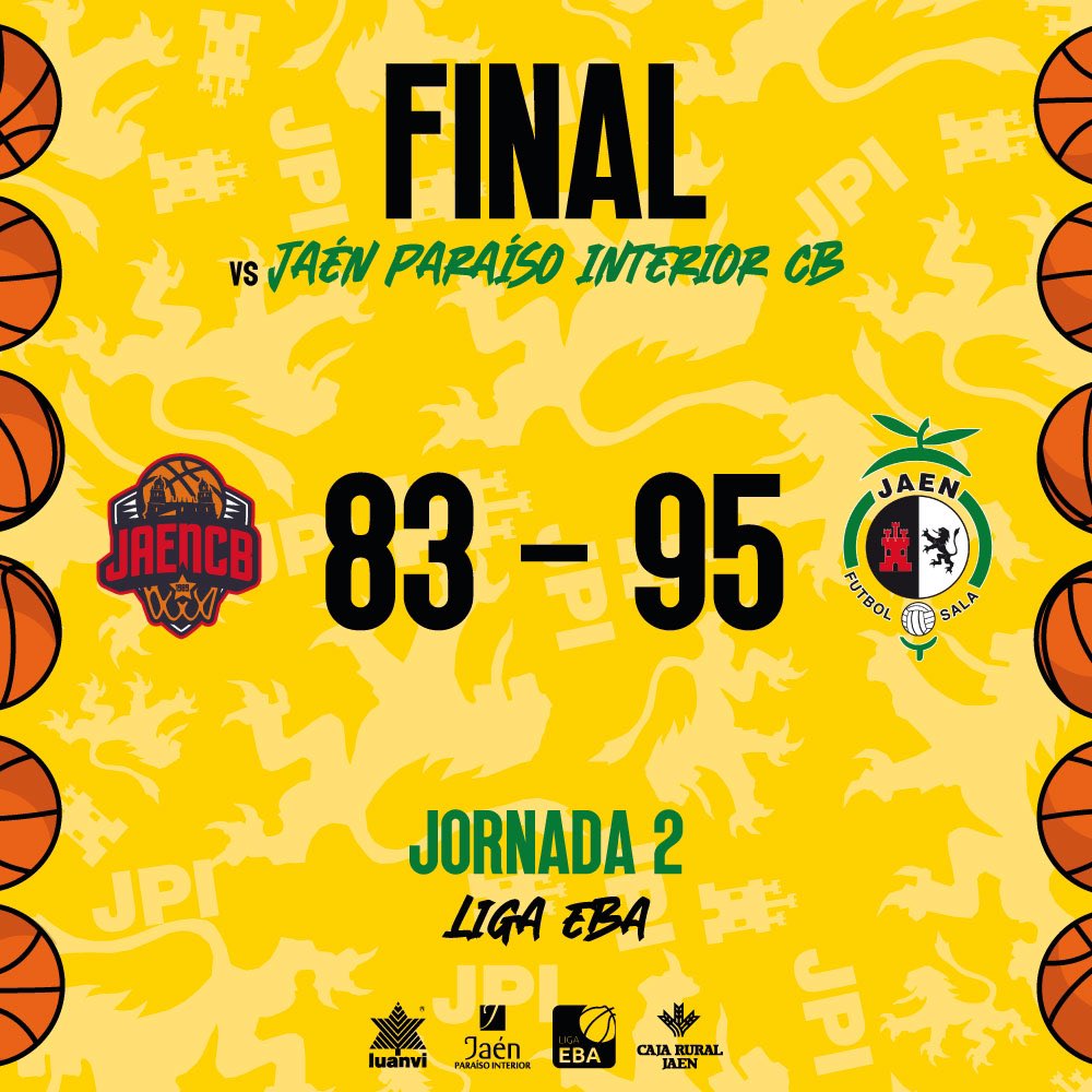 Jaén Paraíso Interior FS Baloncesto (@jaenfsbasket) on Twitter photo ⏱️ 40' | 83 - 95 | <a href="/jaen_cb/">Jaén Club Baloncesto</a> - <a href="/JaenFSbasket/">Jaén Paraíso Interior FS Baloncesto</a>
🎙️ ¡¡Termina el derbi con victoria para los amarillos!!
#SomosJaén💛 ⏱️ 40' | 83 - 95 | <a href="/jaen_cb/">Jaén Club Baloncesto</a> - <a href="/JaenFSbasket/">Jaén Paraíso Interior FS Baloncesto</a>
🎙️ ¡¡Termina el derbi con victoria para los amarillos!!
#SomosJaén💛