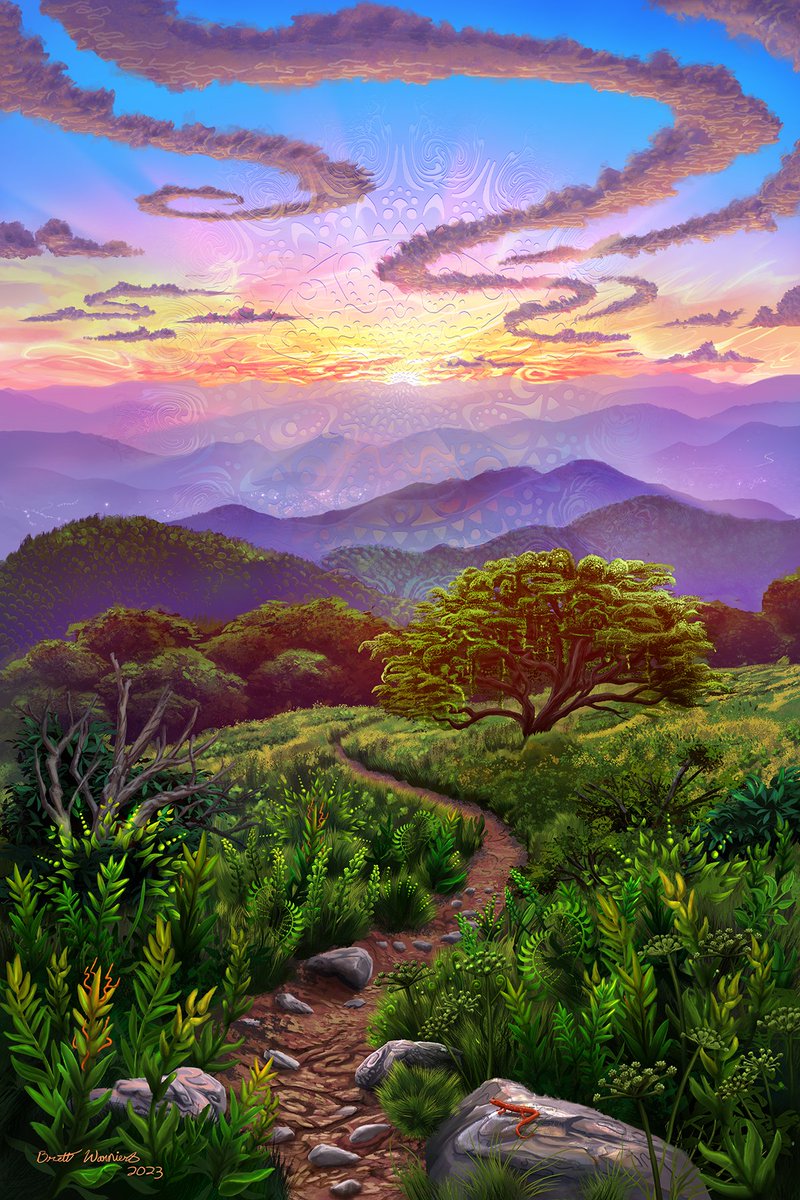 ⛰️⛅️Sky Gardens 🌼⛰️
🎨 16" x 24" digital painting, 2023
🖌️ Painted by hand in Photoshop using a Wacom MobileStudio + Intuos4 tablet 🖥️

Inspired by a favorite spot here in the majestic Blue Ridge Mountains 💜