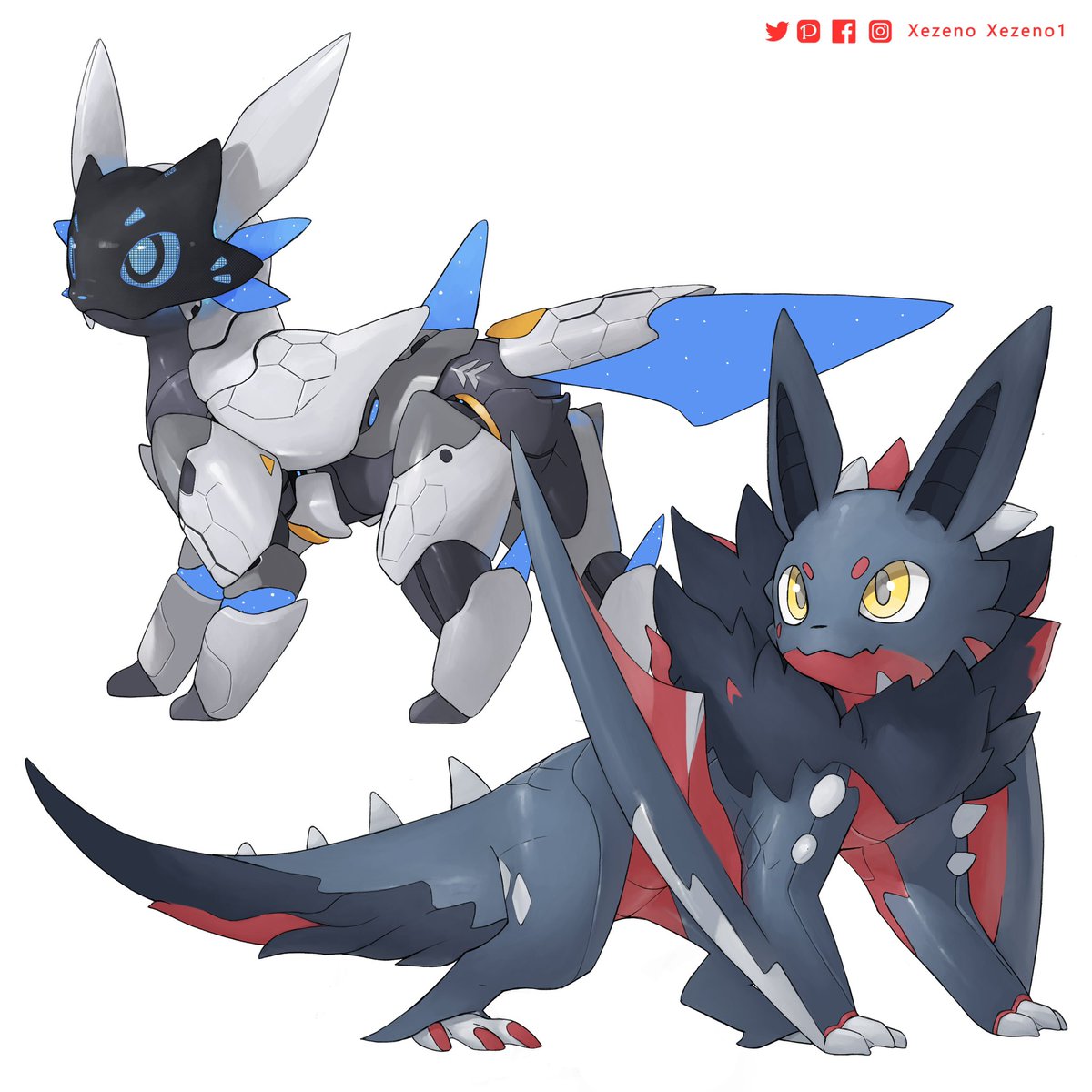 「Steel and dragon type Eevee」|Marcus Hiiのイラスト