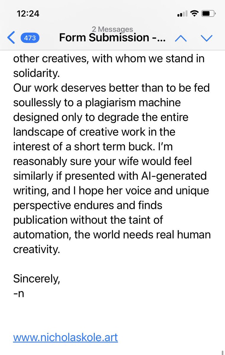 FromHappyRock's tweet photo. Not intending to be cruel or twist a knife, but ai in the inbox gets the full “no, AND-“ https://t.co/yal1bgokmx