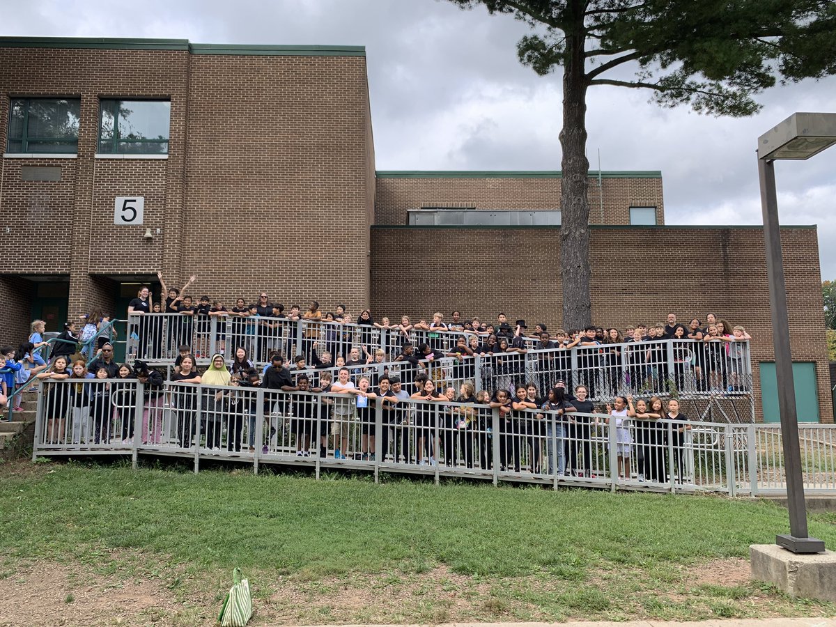 Fourth grade met the grade level challenge for Spirit Week-its a blackout! <a href="/HuntersWoodsES/">Hunters Woods ES</a> <a href="/FCPSRegion1/">FCPS Region 1</a> #EmojiNation #4thgraderocks