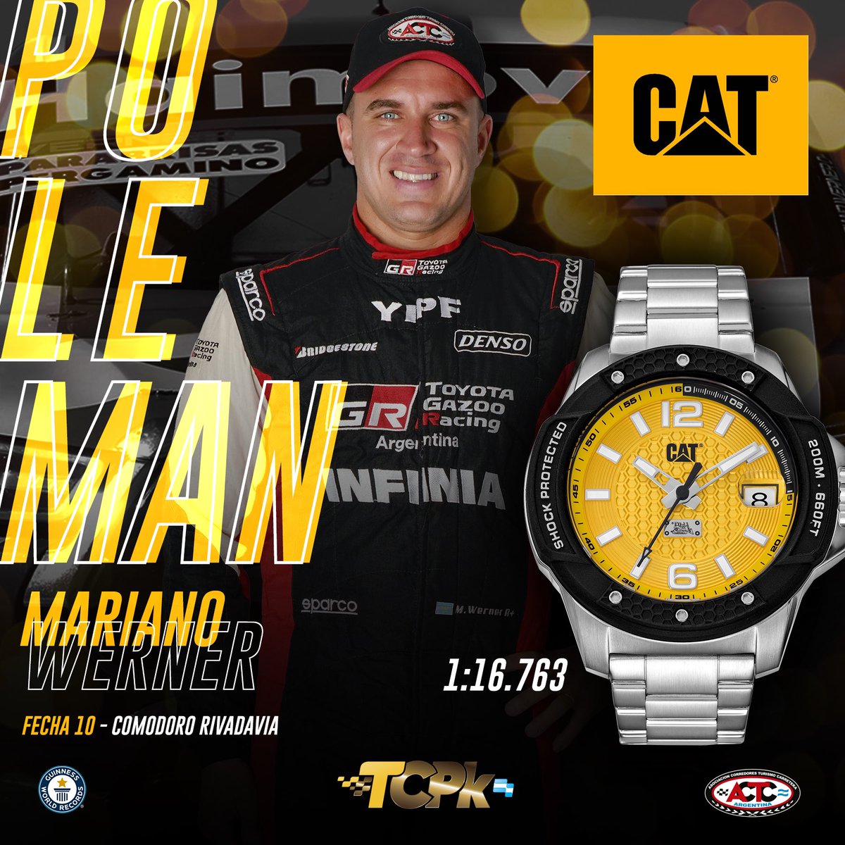 actcargentina's tweet photo. Mariano Werner se lleva la Pole en la 10º fecha del #TCPickUp en Comodoro Rivadavia☝🏼🤩

⏱️ 1.16.763 
🏁 TC Pick Up
@MWernerOK 
#ACTC #CopaDeOroShellVPower https://t.co/7EcpgmGMoX