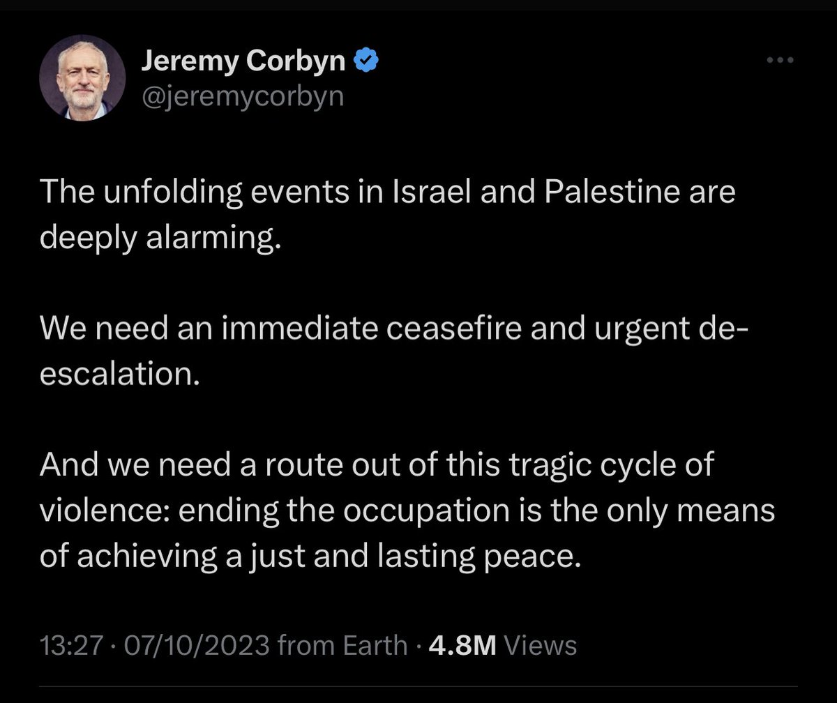 This statement is very sensible, very rational. 

That so many are losing their minds over it just because they don’t like Jeremy is really quite something. 

They’re desperate for more war war war. 

It’s sick.