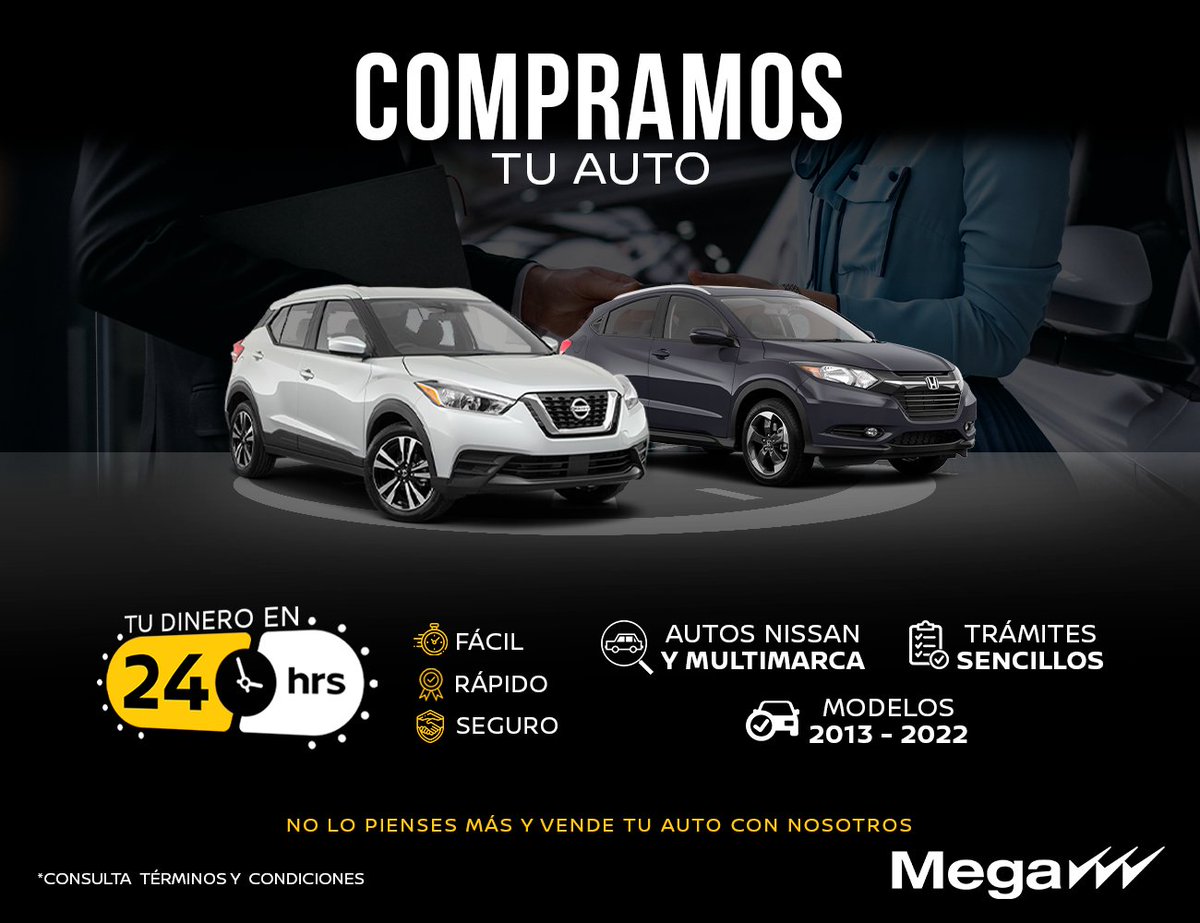 NissanMega's tweet photo. En Nissan Mega compramos tu auto 🙌😉 
Te ofrecemos trámites faciles, seguros y confiables 🤩 aceptamos autos Nissan y Multimarca modelos 2013 - 2022 🚗😁 recibe tu dinero en 24 hrs con la mejor oferta del mercado 🤩🙌

#Nissan #NissanMega #NissanMexicana #Toluca #Calimaya #Norte https://t.co/gUxi9Byryf