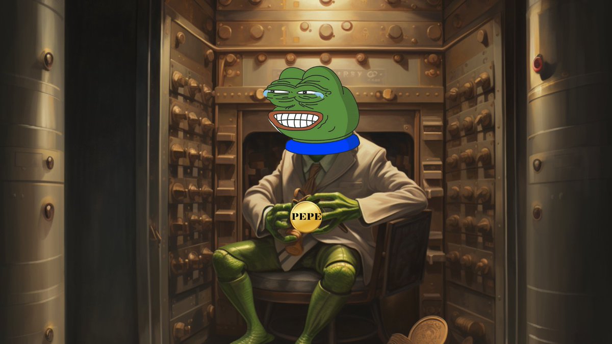 Pepe keeps watch, yet gives no clue,
The mystery deepens, known to a few. 
So tell me now, what could this be? 
A fortress of wealth, under lock and key.