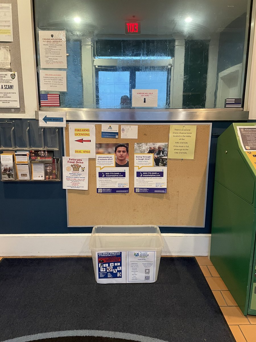 Burlington PD is working along side the BHS Athletic Department to assist the Food Pantry and those in need. Please bring in donations that will go to a great cause!  Canned goods, baking supplies, paper goods, and anything you think will help!
Donation bin right in the PD lobby.