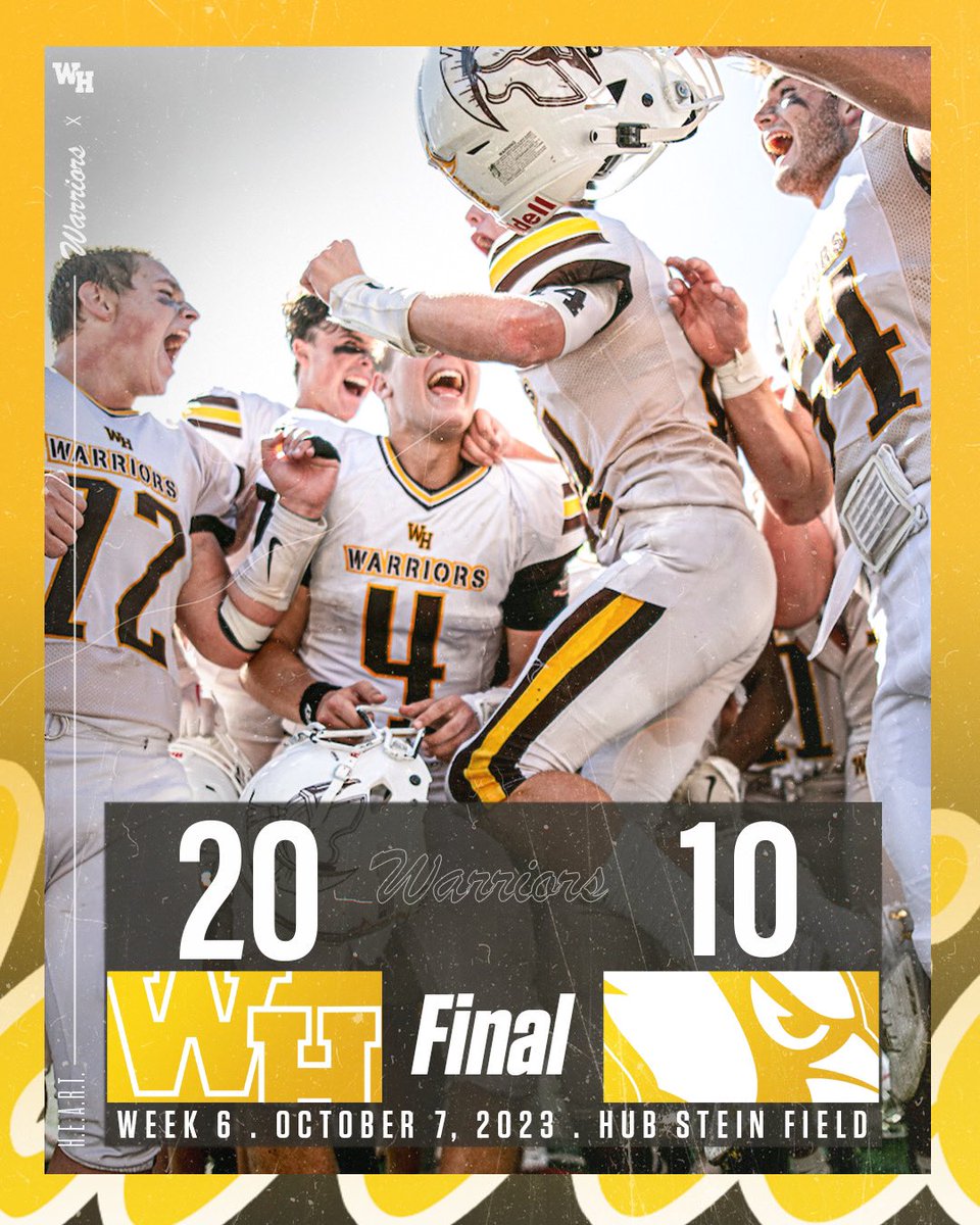 JoeSMoran's tweet photo. WIN for @WHFBwarriors !! All Warriors in the 2nd Half. 

#WarriorsPride🏈💪 #RoadWarriors😤🟤🟡 #1HEART🤎💛 https://t.co/ySiJUOeGf3