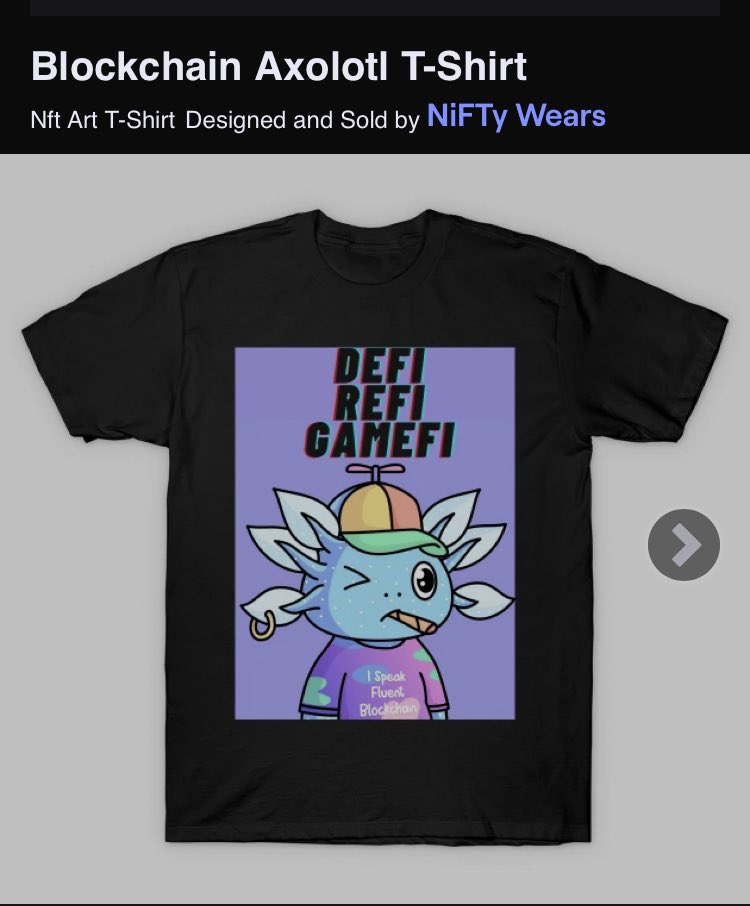 Sahat_Votan's tweet photo. Whether it’s #DeFi, #ReFi, #GameFi or all of the above, show your love for the blockchain with this refined little axolotl.
Whether it’s wall art, women’s & men’s apparel, stickers, mugs and more, NiFTy Wears got it.
#NFTCollection #CustomWears #ClothingBrand #clothingstore https://t.co/t1YXhBdL0C